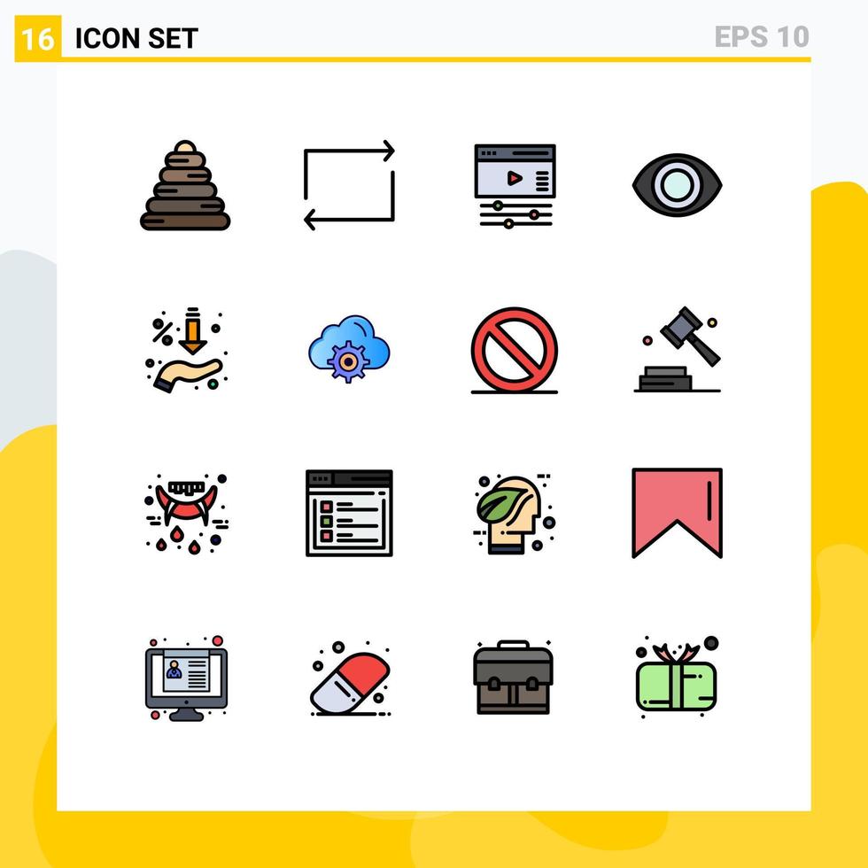 16 iconos creativos signos y símbolos modernos de flechas de ventas de video de mano en la nube elementos de diseño de vectores creativos editables