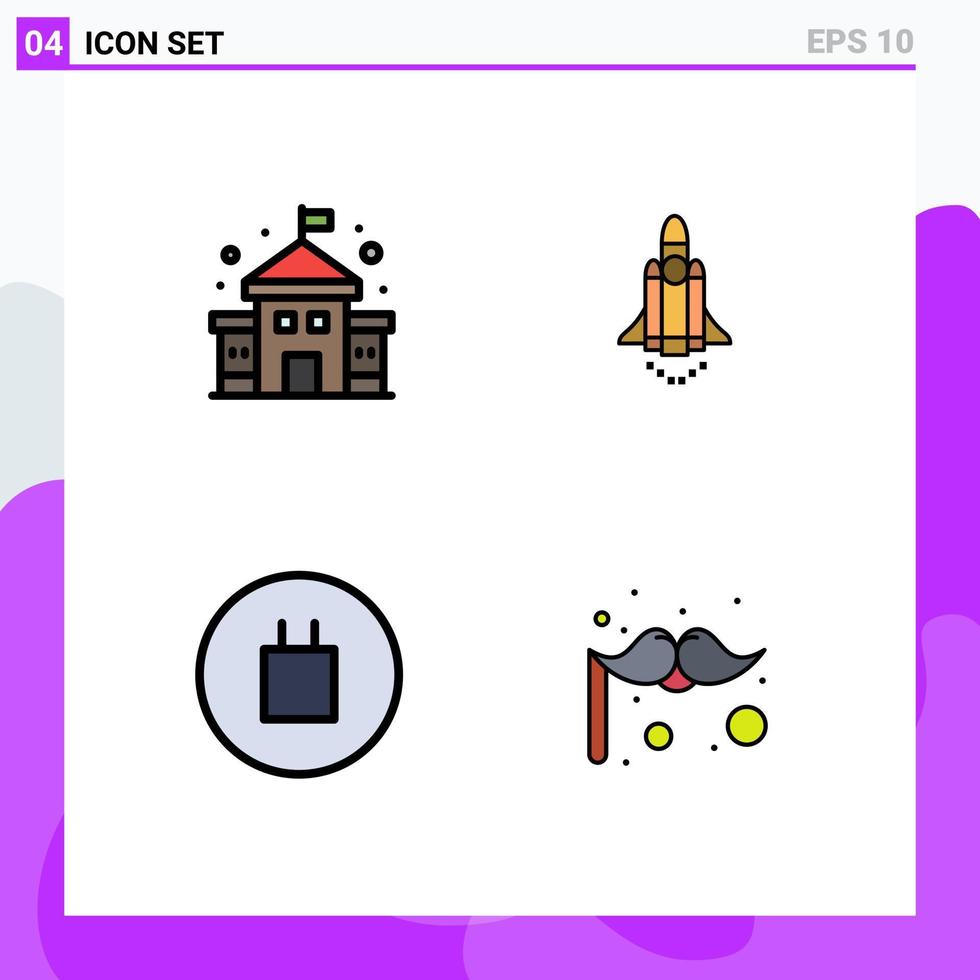 4 Creative Icons Modern Signs and Symbols of building symbols launch promote costume Editable Vector Design Elements