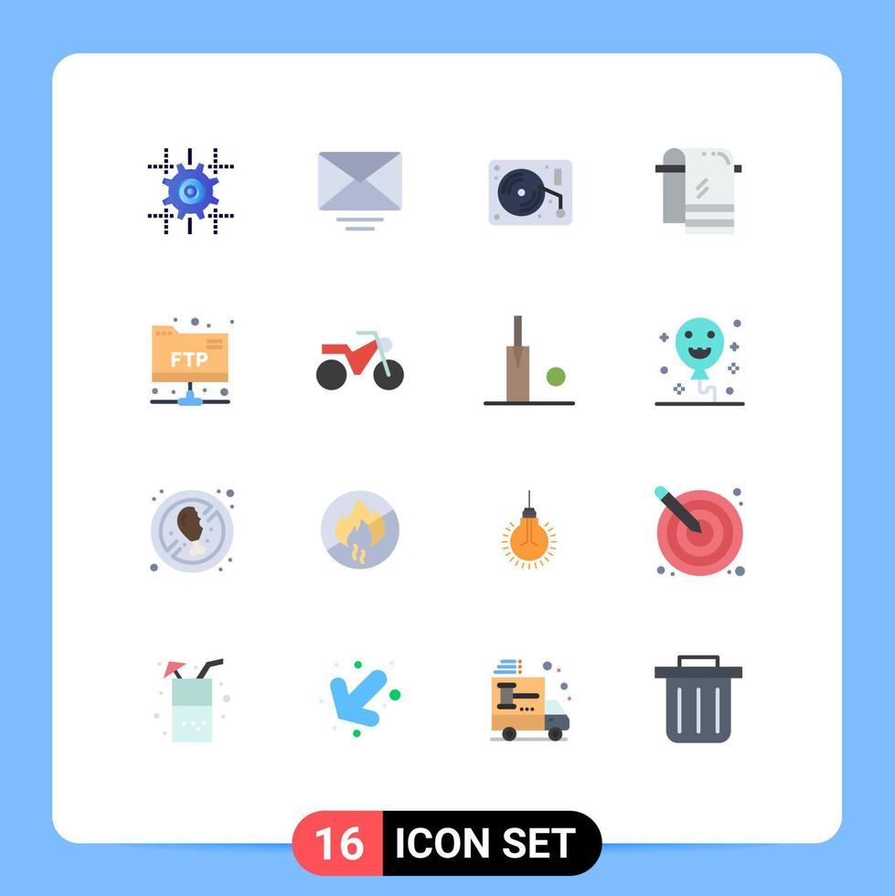 paquete de 16 colores planos creativos del arte de la cuenta ftp borrando un paquete editable en seco de elementos creativos de diseño de vectores