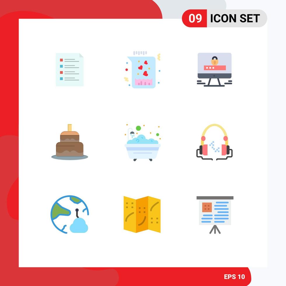 9 Thematic Vector Flat Colors and Editable Symbols of day indian flask security internet Editable Vector Design Elements
