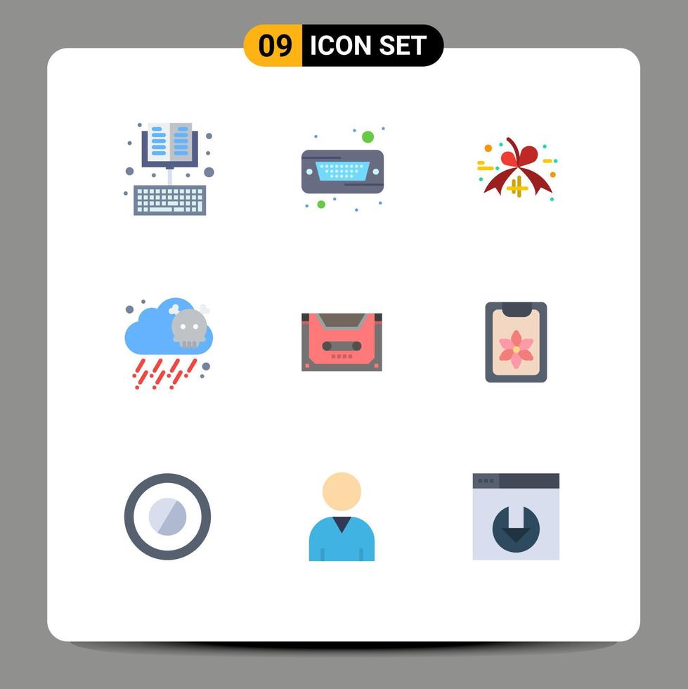 9 Creative Icons Modern Signs and Symbols of cassette analog hard pollution gas Editable Vector Design Elements