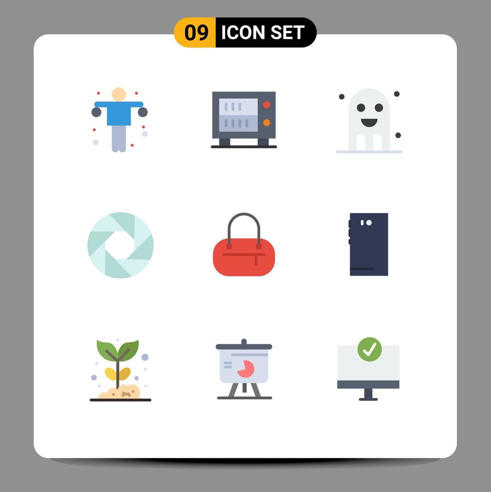 Universal Icon Symbols Group of 9 Modern Flat Colors of fashion photo copy focus aperture Editable Vector Design Elements