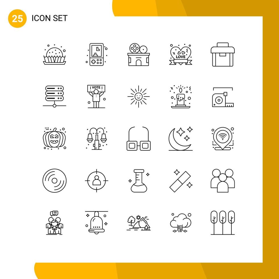 conjunto de 25 líneas comerciales paquete para maletín insignia de amor juego insignia boleto elementos de diseño vectorial editables vector
