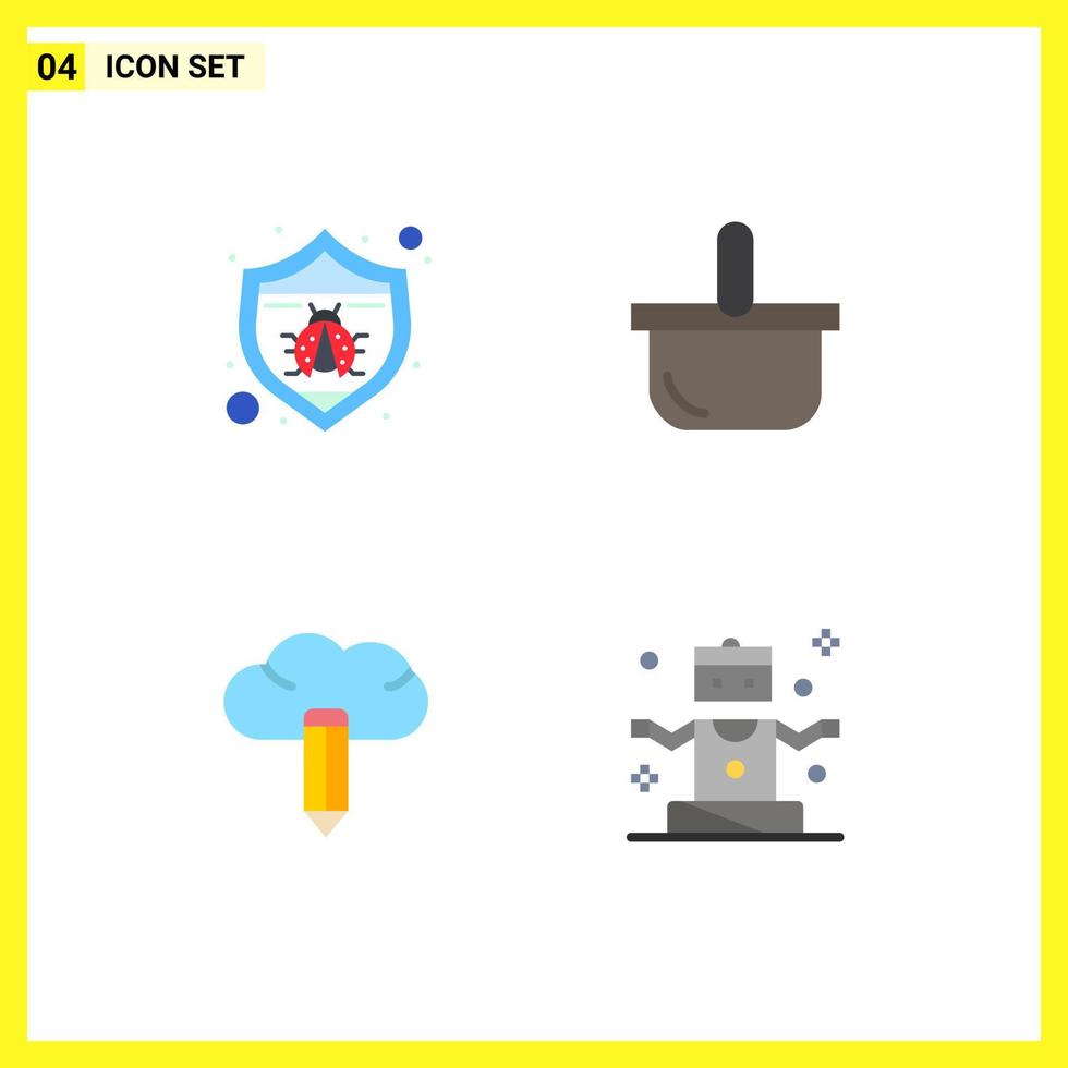 Pictogram Set of 4 Simple Flat Icons of protection creative bug holiday exercise Editable Vector Design Elements