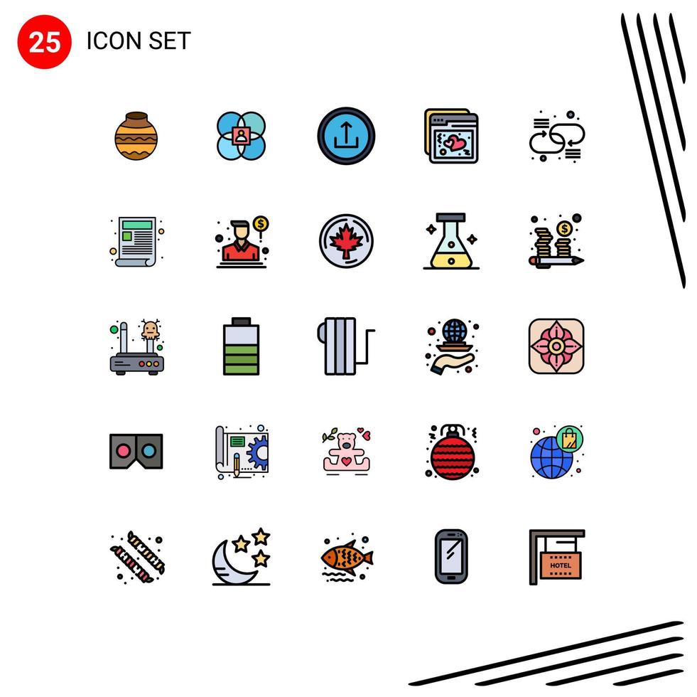 Editable Vector Line Pack of 25 Simple Filled line Flat Colors of ux internet model navigation interface Editable Vector Design Elements