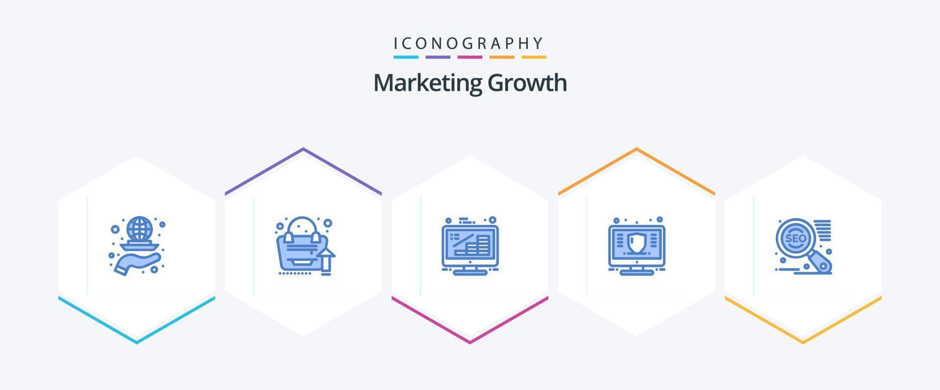 crecimiento de marketing 25 paquete de iconos azules que incluye dinero. gestión. crecimiento. finanzas. crecimiento vector