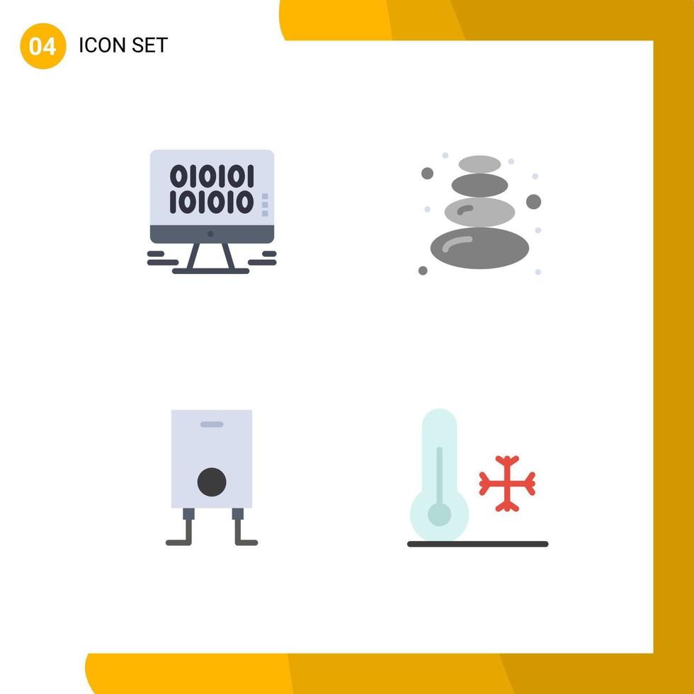 Universal Icon Symbols Group of 4 Modern Flat Icons of data water web stone temperature Editable Vector Design Elements