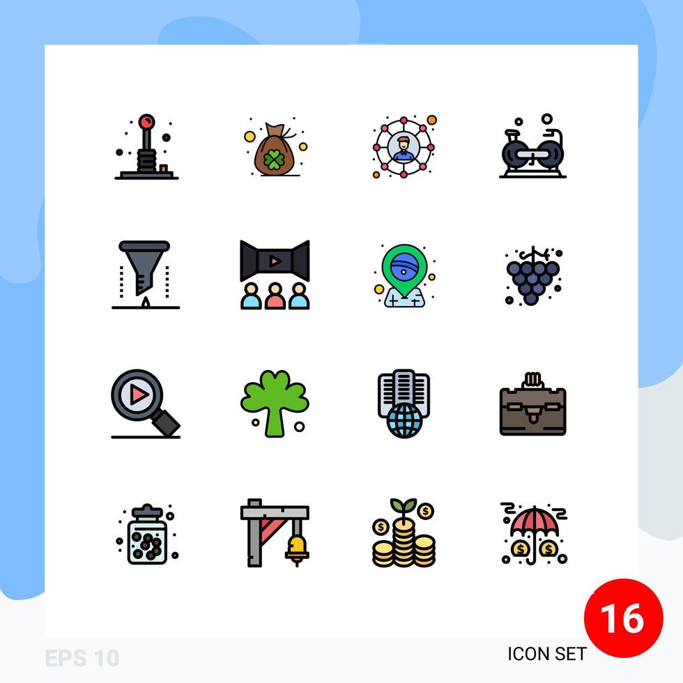 16 Creative Icons Modern Signs and Symbols of cardio fitness luck exercise share Editable Creative Vector Design Elements
