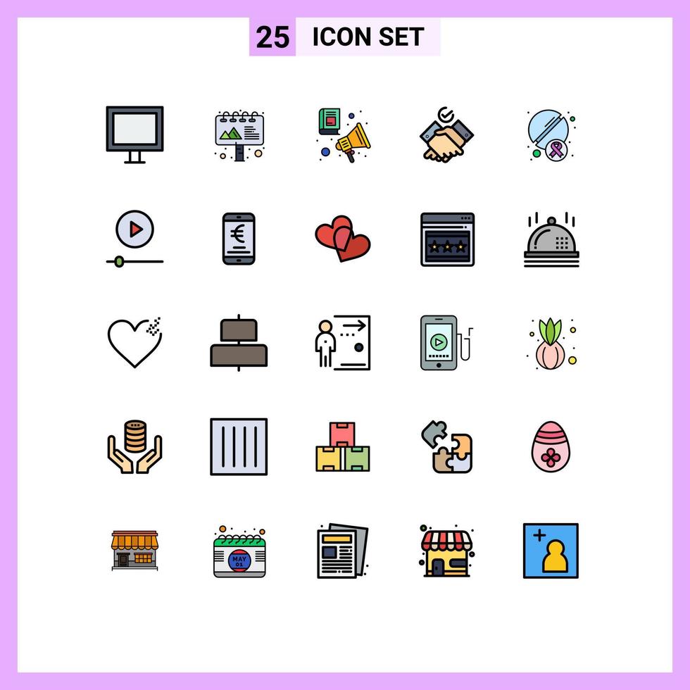 Mobile Interface Filled line Flat Color Set of 25 Pictograms of medicine tablet spoken pills themes Editable Vector Design Elements