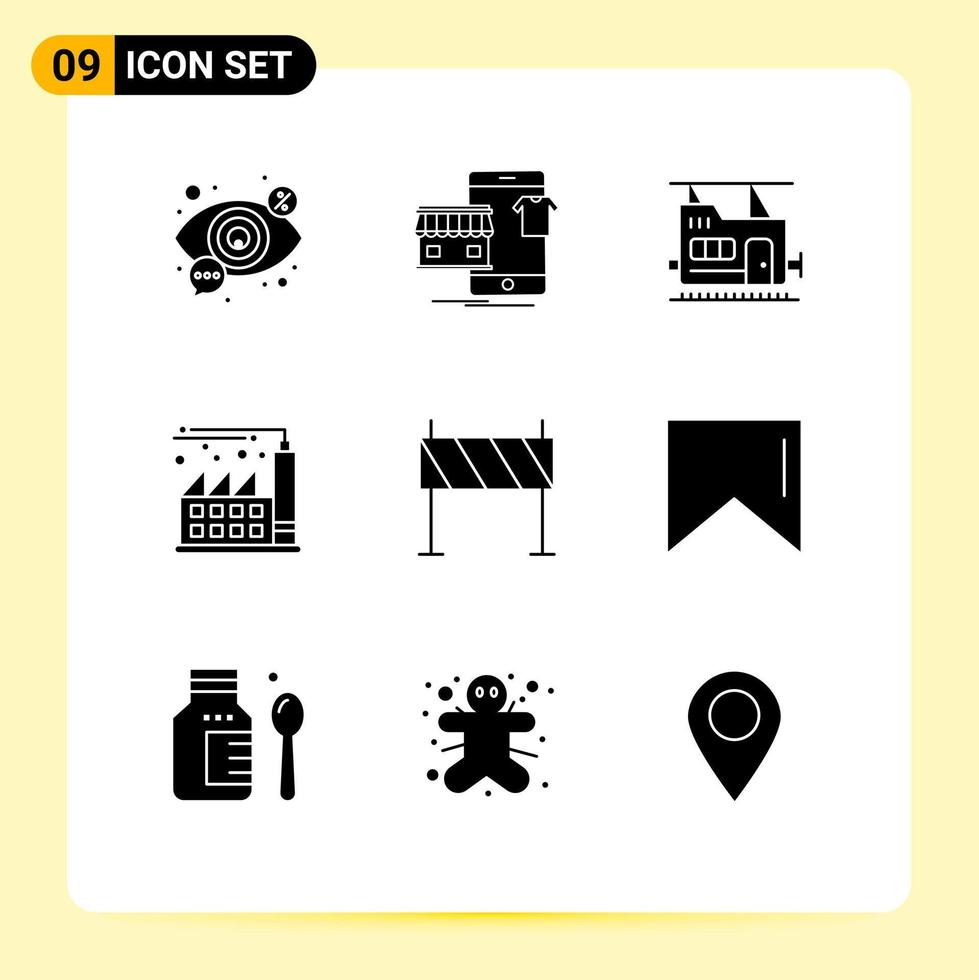 Modern Set of 9 Solid Glyphs and symbols such as buildings economy online factory transport Editable Vector Design Elements