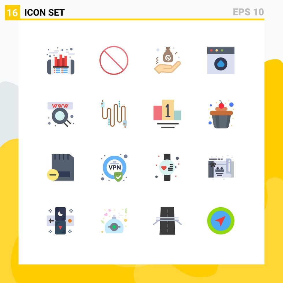 Pictogram Set of 16 Simple Flat Colors of shop commerce budget mac app Editable Pack of Creative Vector Design Elements