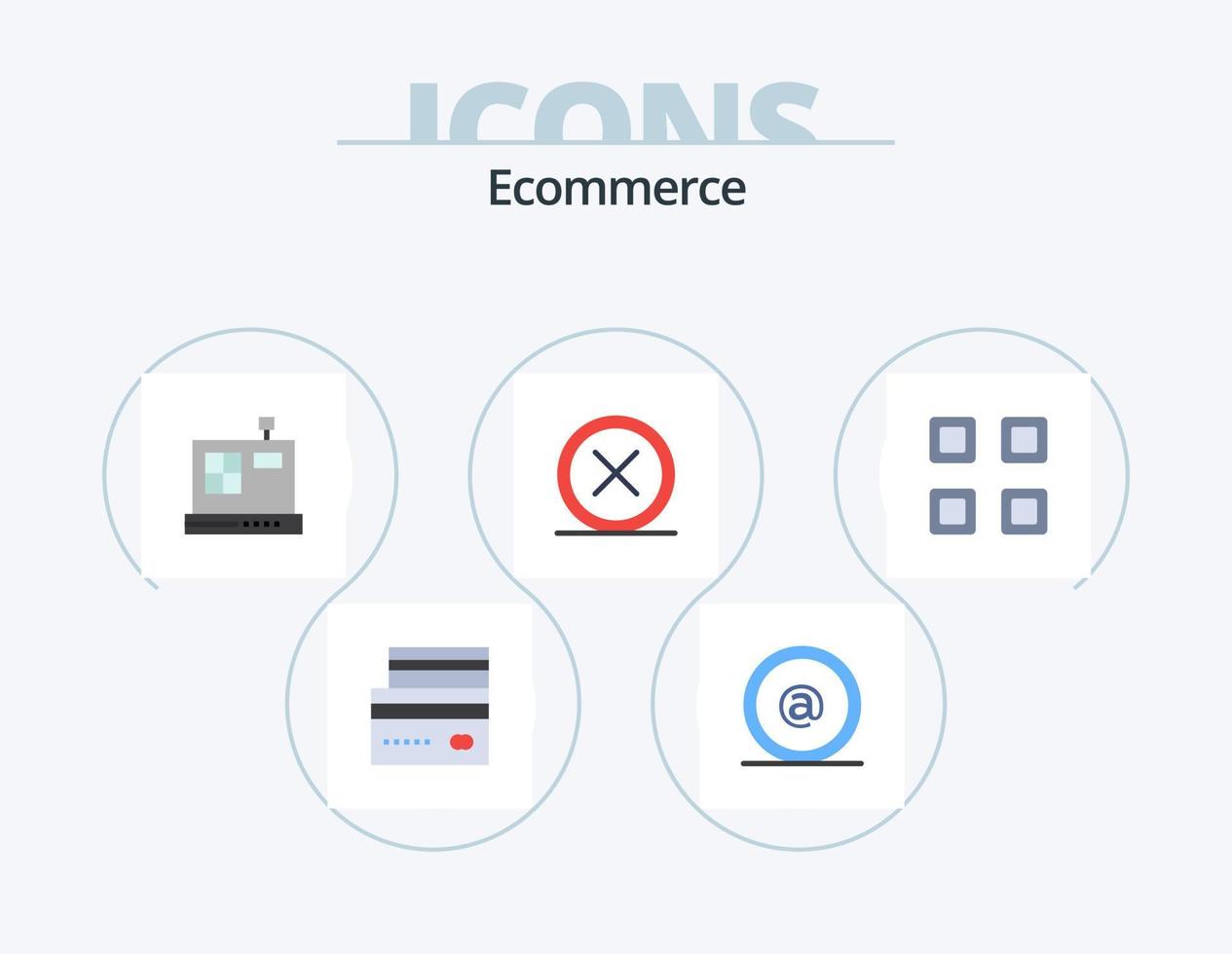 Ecommerce Flat Icon Pack 5 Icon Design. grid. exit. mail. delete. cancel vector