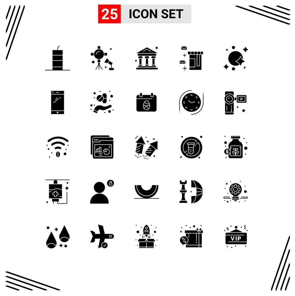 Set of 25 Modern UI Icons Symbols Signs for galaxy healthcare studio lightning bottle money Editable Vector Design Elements