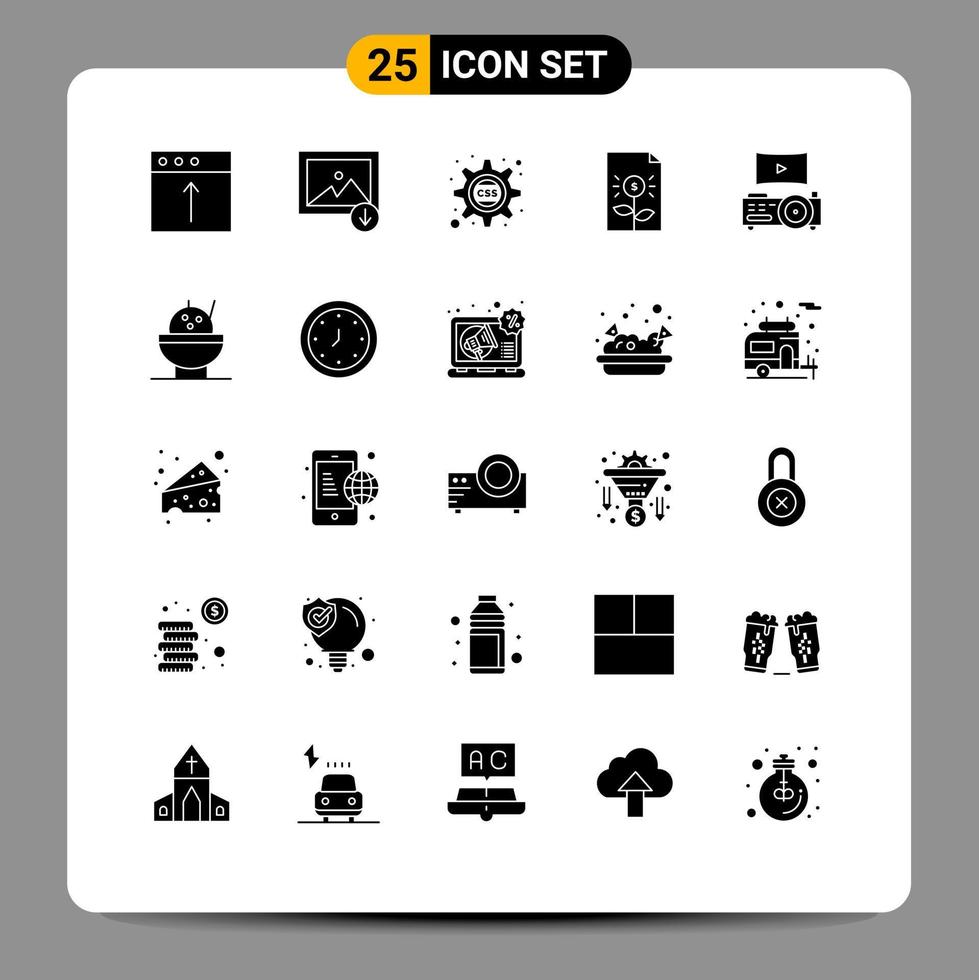 Stock Vector Icon Pack of 25 Line Signs and Symbols for projector investment cog finance business Editable Vector Design Elements