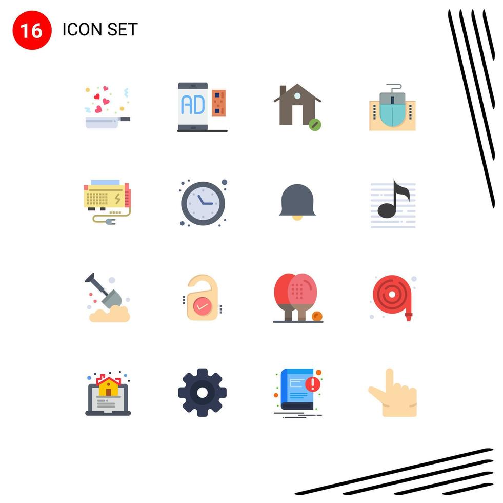 Flat Color Pack of 16 Universal Symbols of education computer mobile mouse house Editable Pack of Creative Vector Design Elements