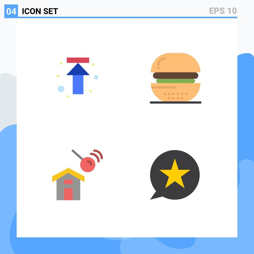 Editable Vector Line Pack of 4 Simple Flat Icons of arrow city upload drinks house Editable Vector Design Elements