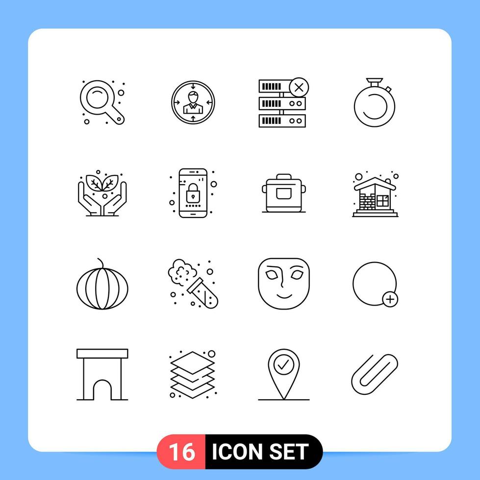 Outline Pack of 16 Universal Symbols of timer clock personal camposs delete Editable Vector Design Elements