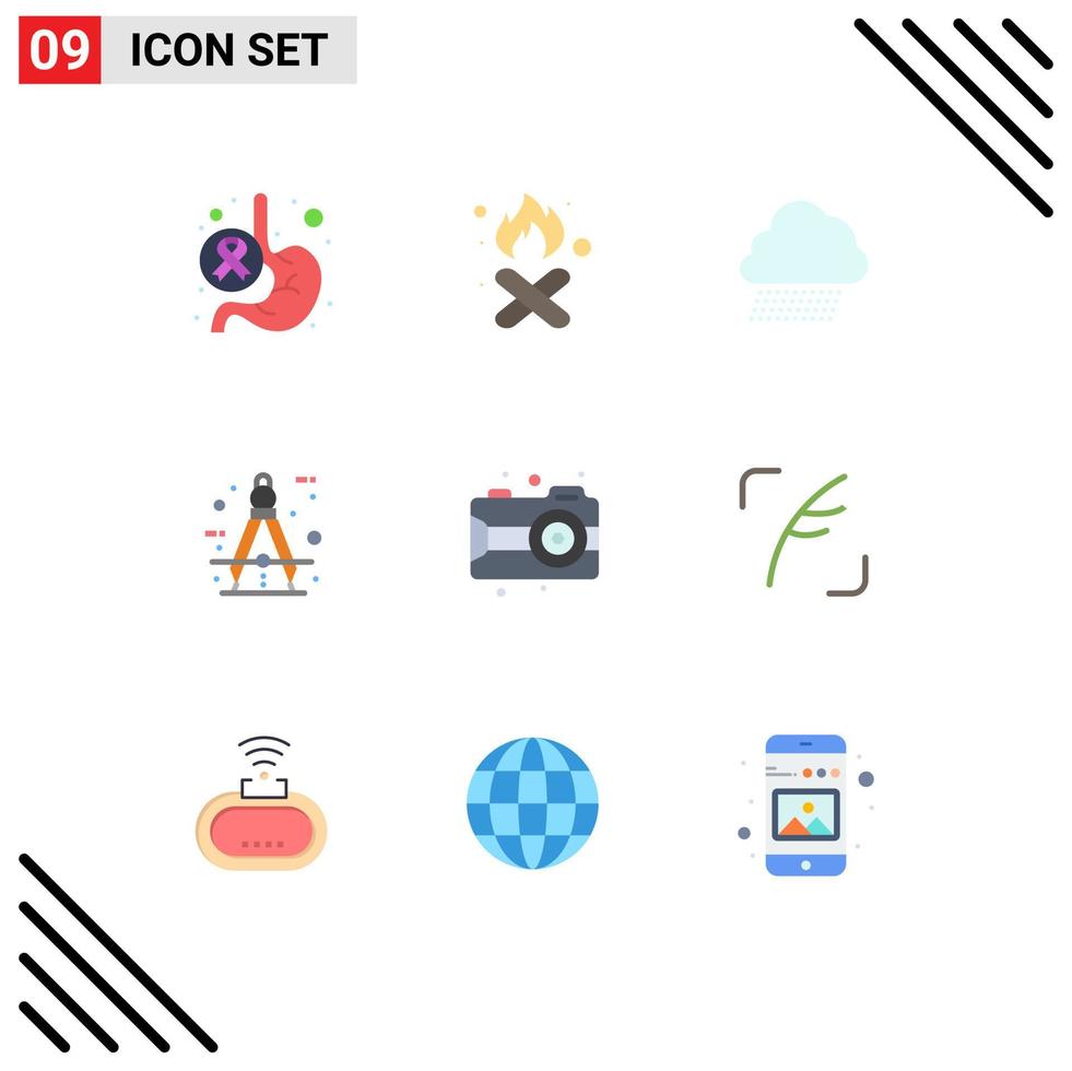 9 Universal Flat Colors Set for Web and Mobile Applications measure circle pollution architect nature Editable Vector Design Elements