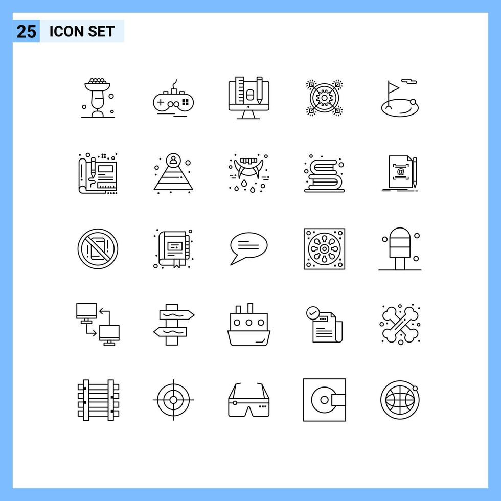 25 Line concept for Websites Mobile and Apps gear idea gamepad business pincil Editable Vector Design Elements