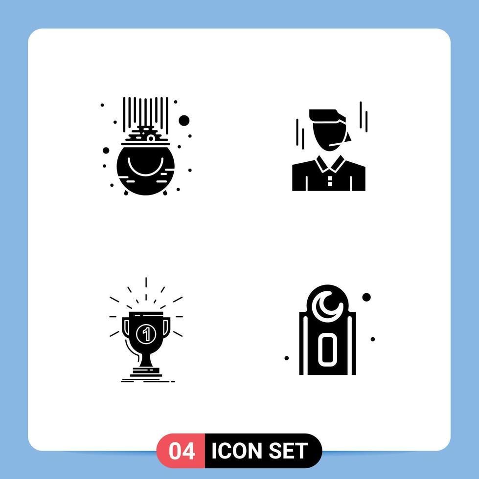 4 User Interface Solid Glyph Pack of modern Signs and Symbols of fortune award patrick manager prize Editable Vector Design Elements