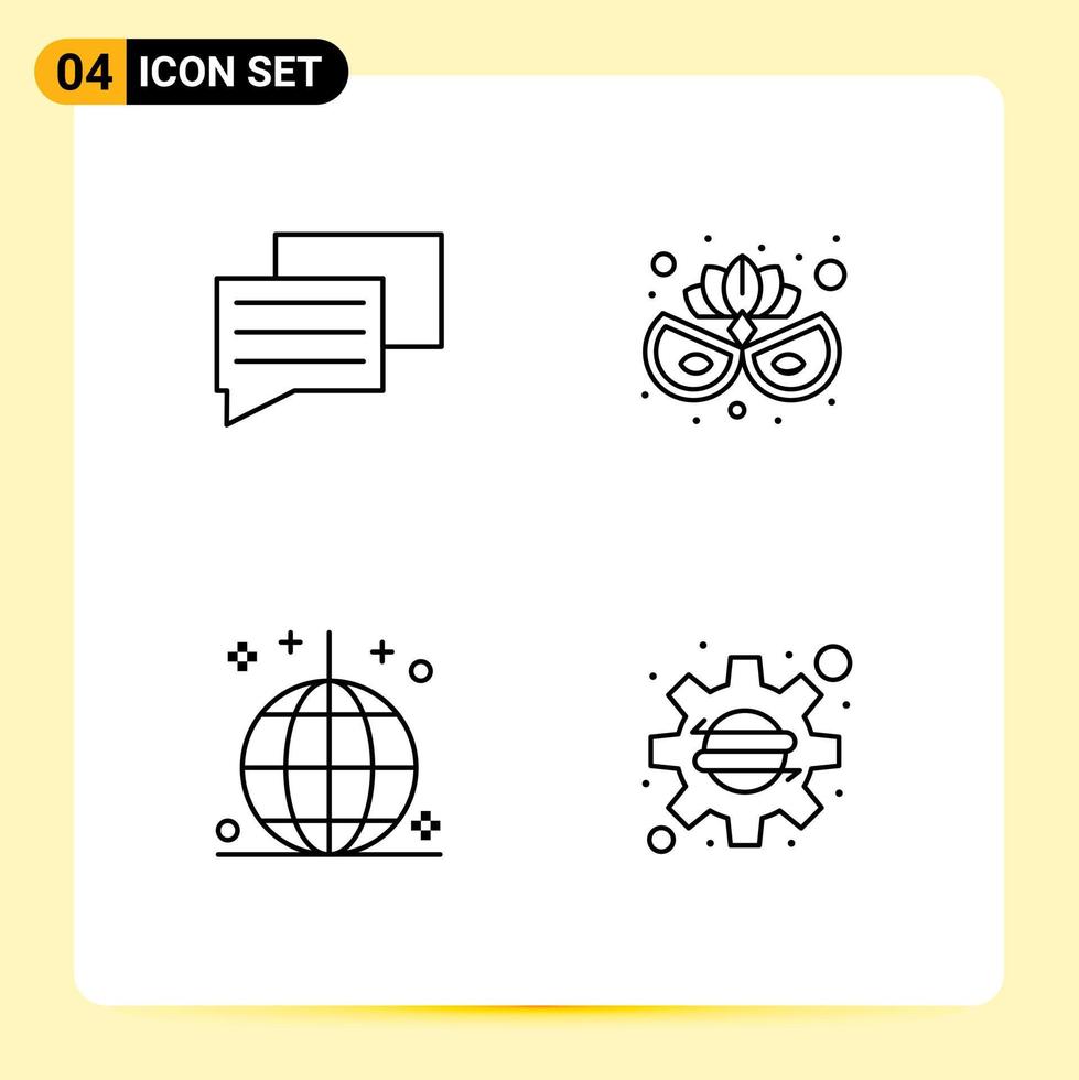 Universal Icon Symbols Group of 4 Modern Filledline Flat Colors of chat ornaments carnival mask celebration business Editable Vector Design Elements