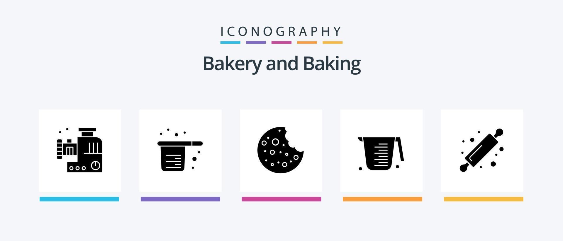Baking Glyph 5 Icon Pack Including baking. measuring. measuring. jug. baking. Creative Icons Design vector