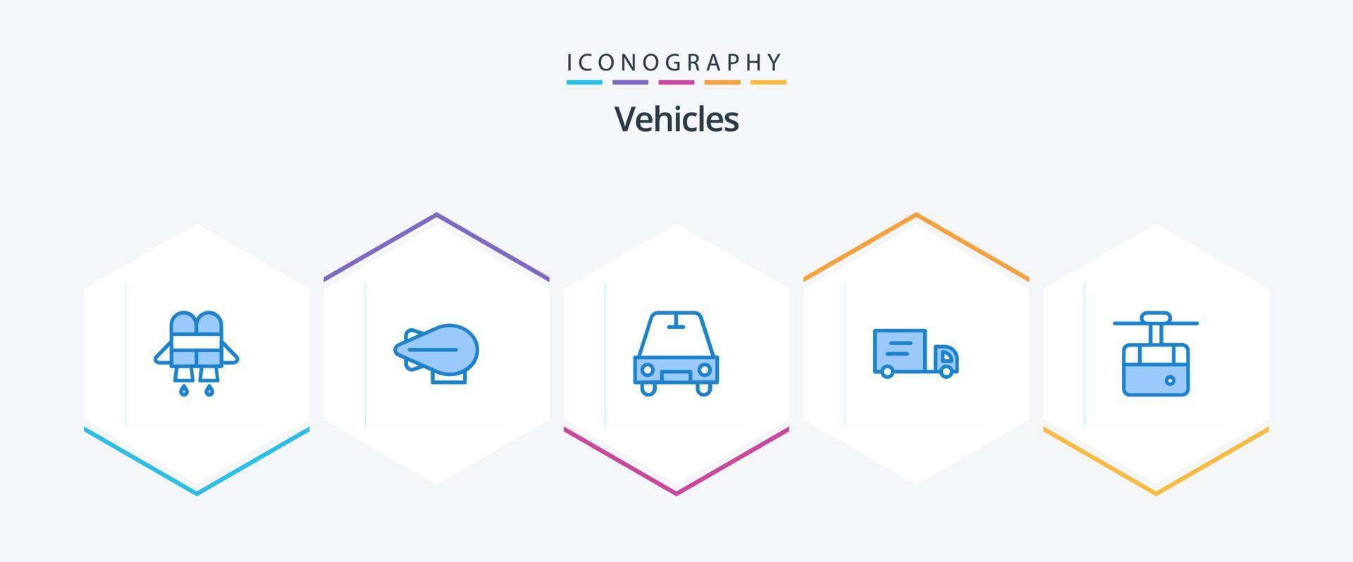 paquete de 25 iconos azules de vehículos que incluye . vehículos transporte vector