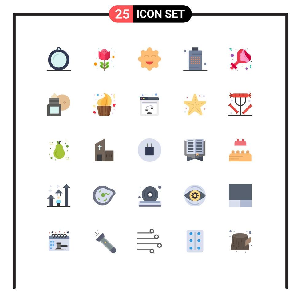 Modern Set of 25 Flat Colors Pictograph of sign power cookie phone cell Editable Vector Design Elements