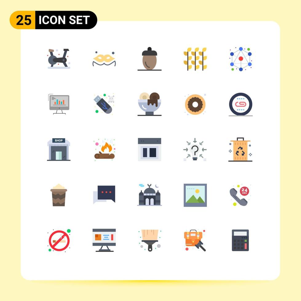 25 Thematic Vector Flat Colors and Editable Symbols of connection harvest farmer grain autumn Editable Vector Design Elements