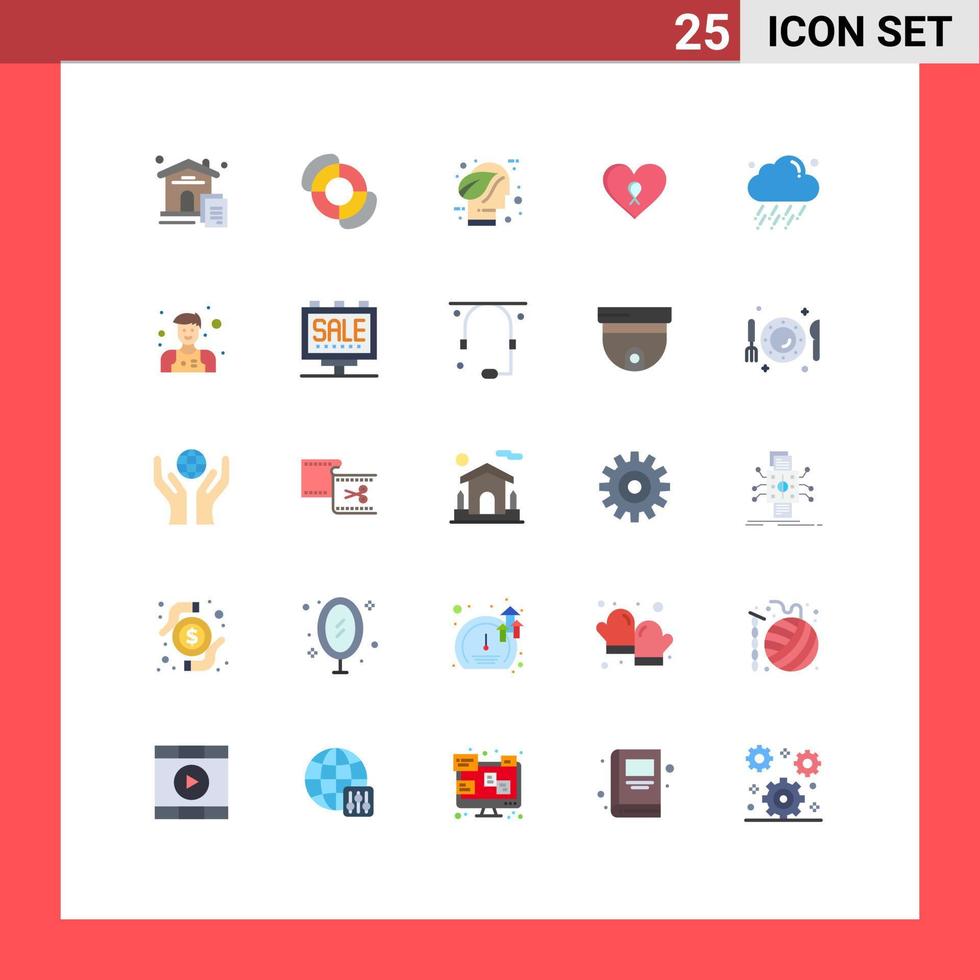 Set of 25 Modern UI Icons Symbols Signs for rain patient ecology romance heart Editable Vector Design Elements