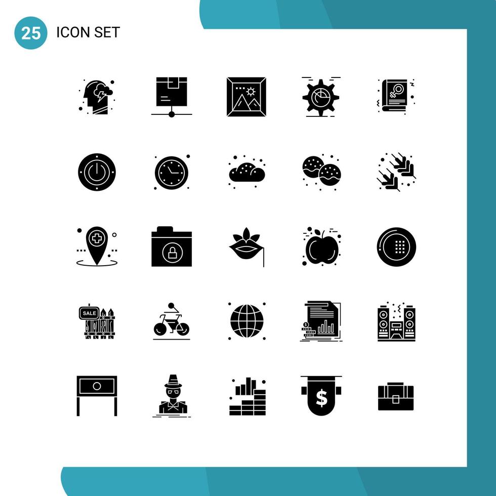 Stock Vector Icon Pack of 25 Line Signs and Symbols for chart gear product setting picture Editable Vector Design Elements