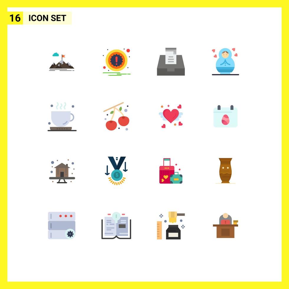 conjunto de 16 iconos de interfaz de usuario modernos símbolos signos para beber niños atención niño buzón paquete editable de elementos de diseño de vectores creativos