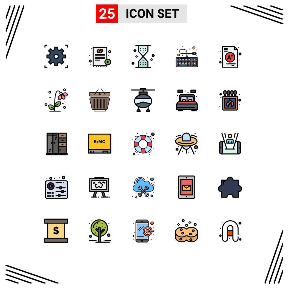 Modern Set of 25 Filled line Flat Colors and symbols such as a connection sand hardware computer Editable Vector Design Elements