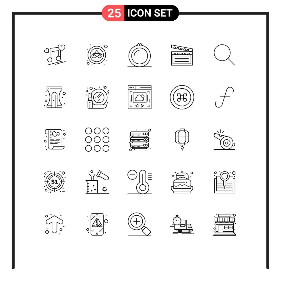 Pack of 25 creative Lines of instagram video mask movis window Editable Vector Design Elements