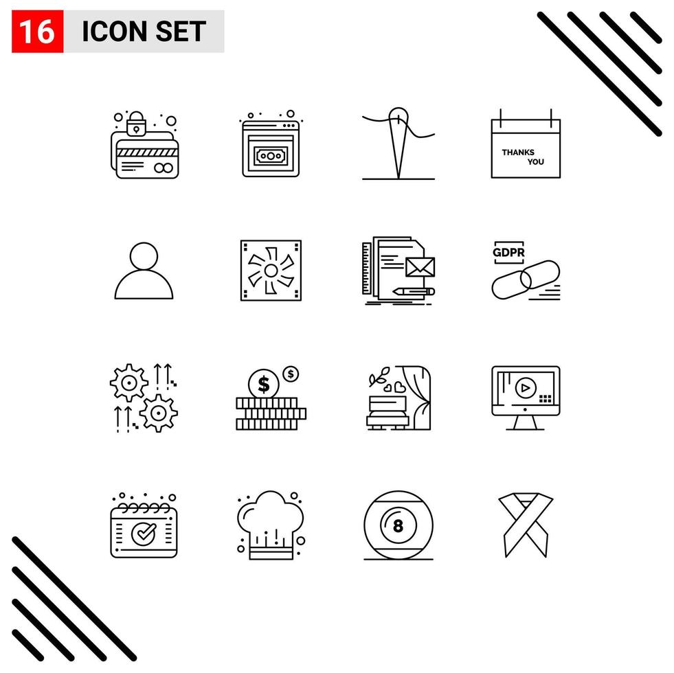 Modern Set of 16 Outlines and symbols such as user account handmade thanksgiving fall Editable Vector Design Elements