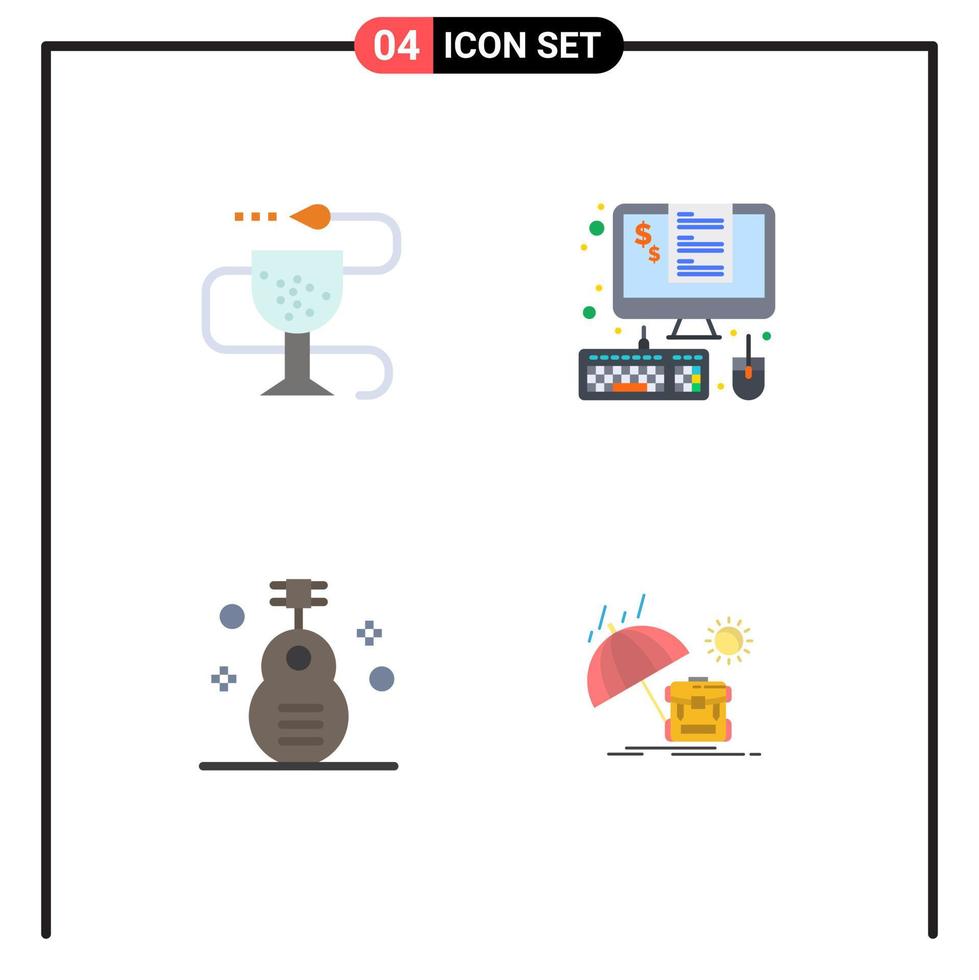 Modern Set of 4 Flat Icons Pictograph of disease taxes medicine invoice folk Editable Vector Design Elements