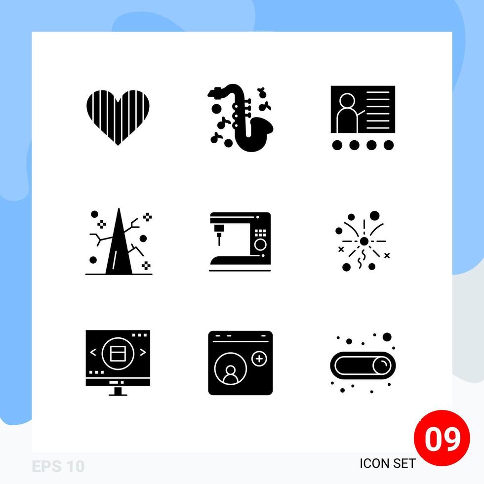 Group of 9 Solid Glyphs Signs and Symbols for coffee tree blackboard thanksgiving teacher Editable Vector Design Elements