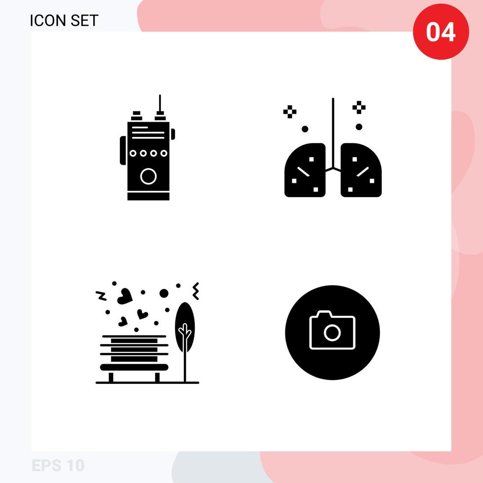 4 Creative Icons Modern Signs and Symbols of walkie medicine radio hospital love Editable Vector Design Elements