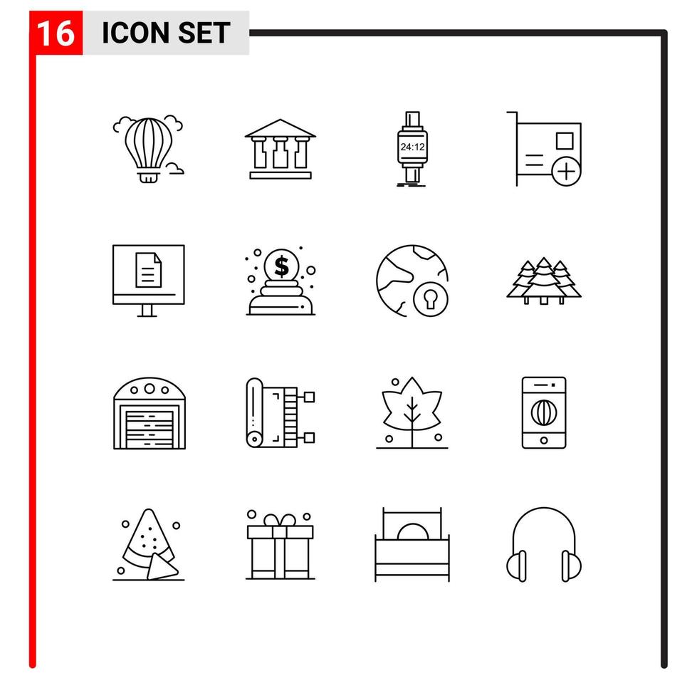 16 Outline concept for Websites Mobile and Apps business devices smartwatch computers add Editable Vector Design Elements