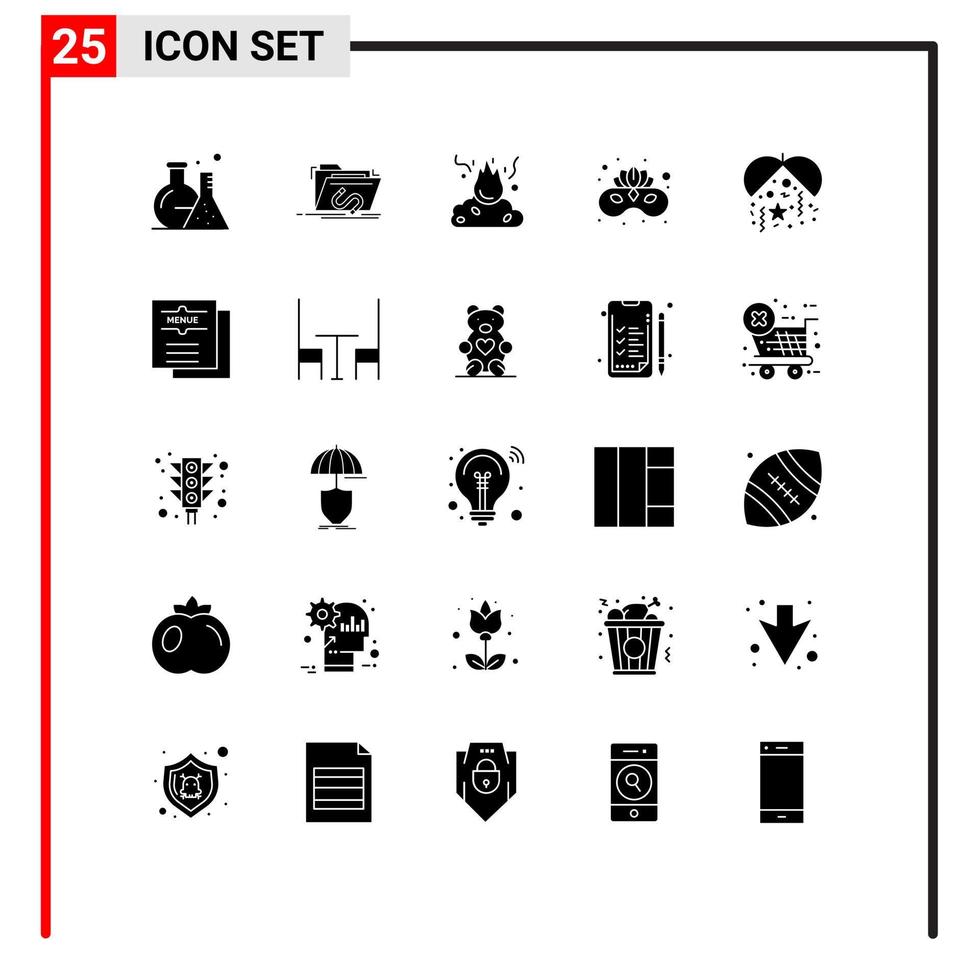 25 Solid Glyph concept for Websites Mobile and Apps face mask costume software carnival pollution Editable Vector Design Elements