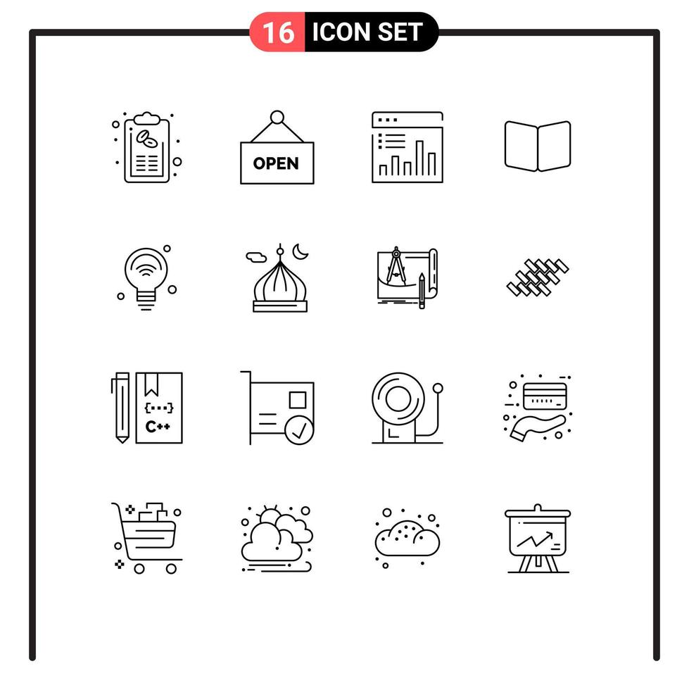 Editable Vector Line Pack of 16 Simple Outlines of cover page analysis book monitoring Editable Vector Design Elements