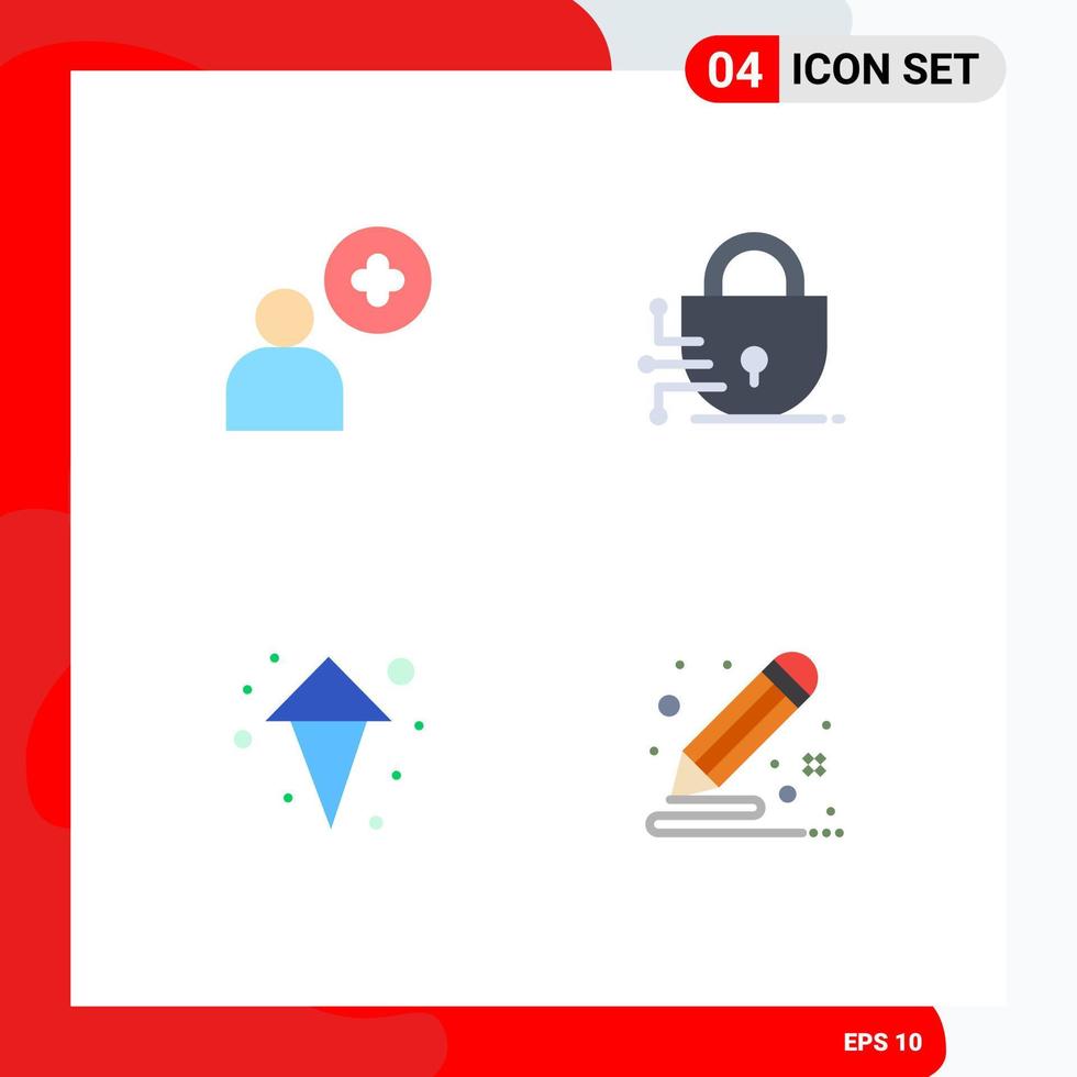 4 User Interface Flat Icon Pack of modern Signs and Symbols of add color digital arrow document Editable Vector Design Elements