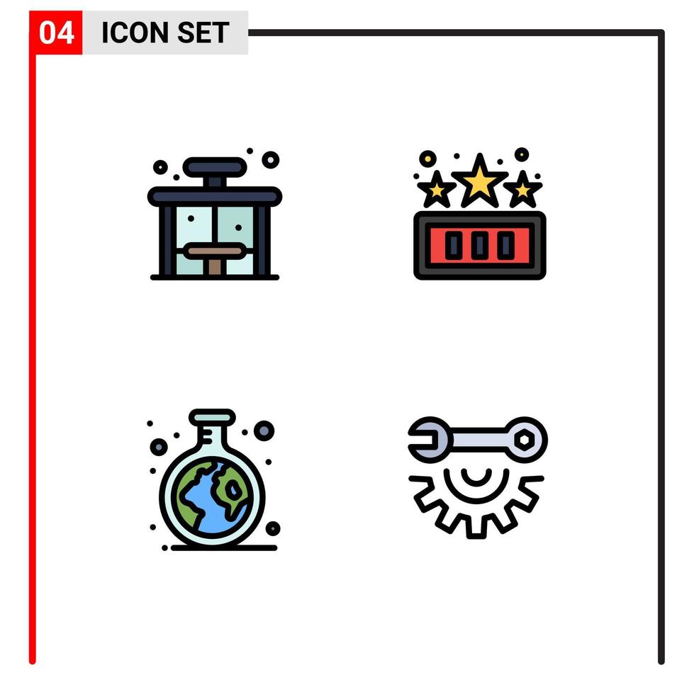grupo de símbolos de icono universal de 4 colores planos de línea de relleno modernos de elementos de diseño de vector editables de tubo de juego de parada verde de ciudad