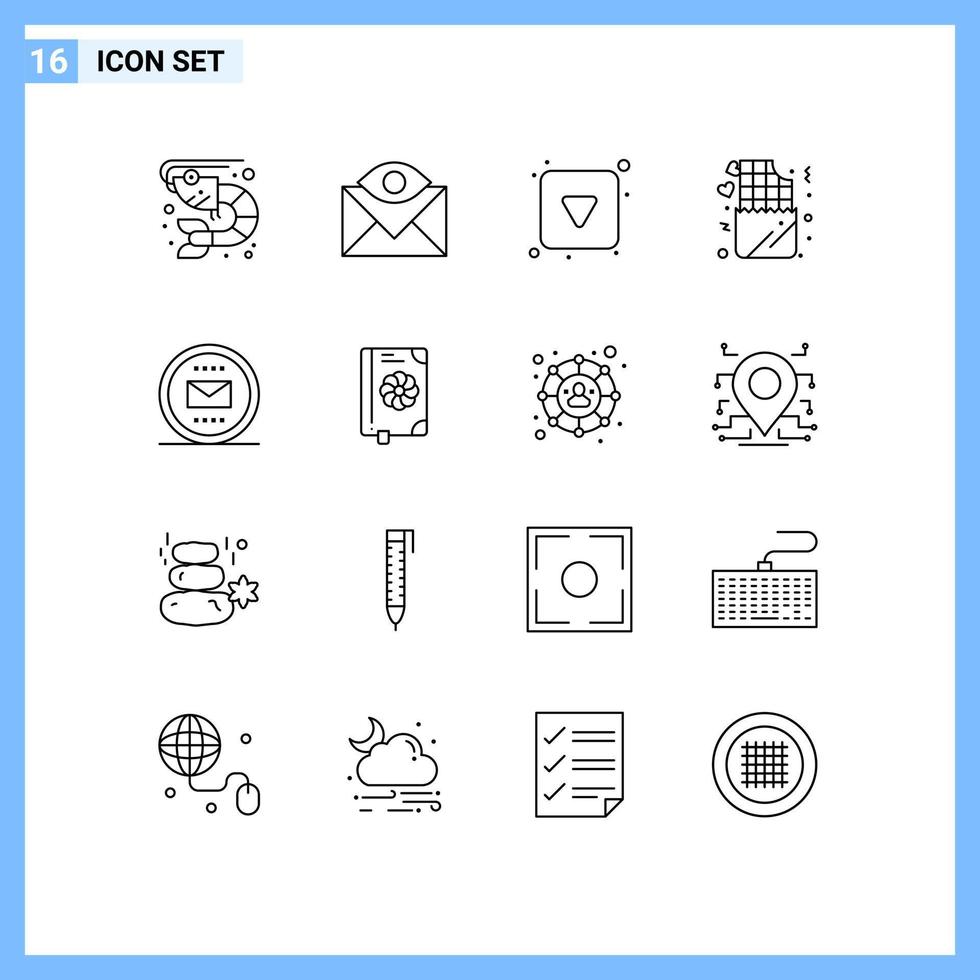 16 Creative Icons Modern Signs and Symbols of basic love inbox lifestyle full Editable Vector Design Elements