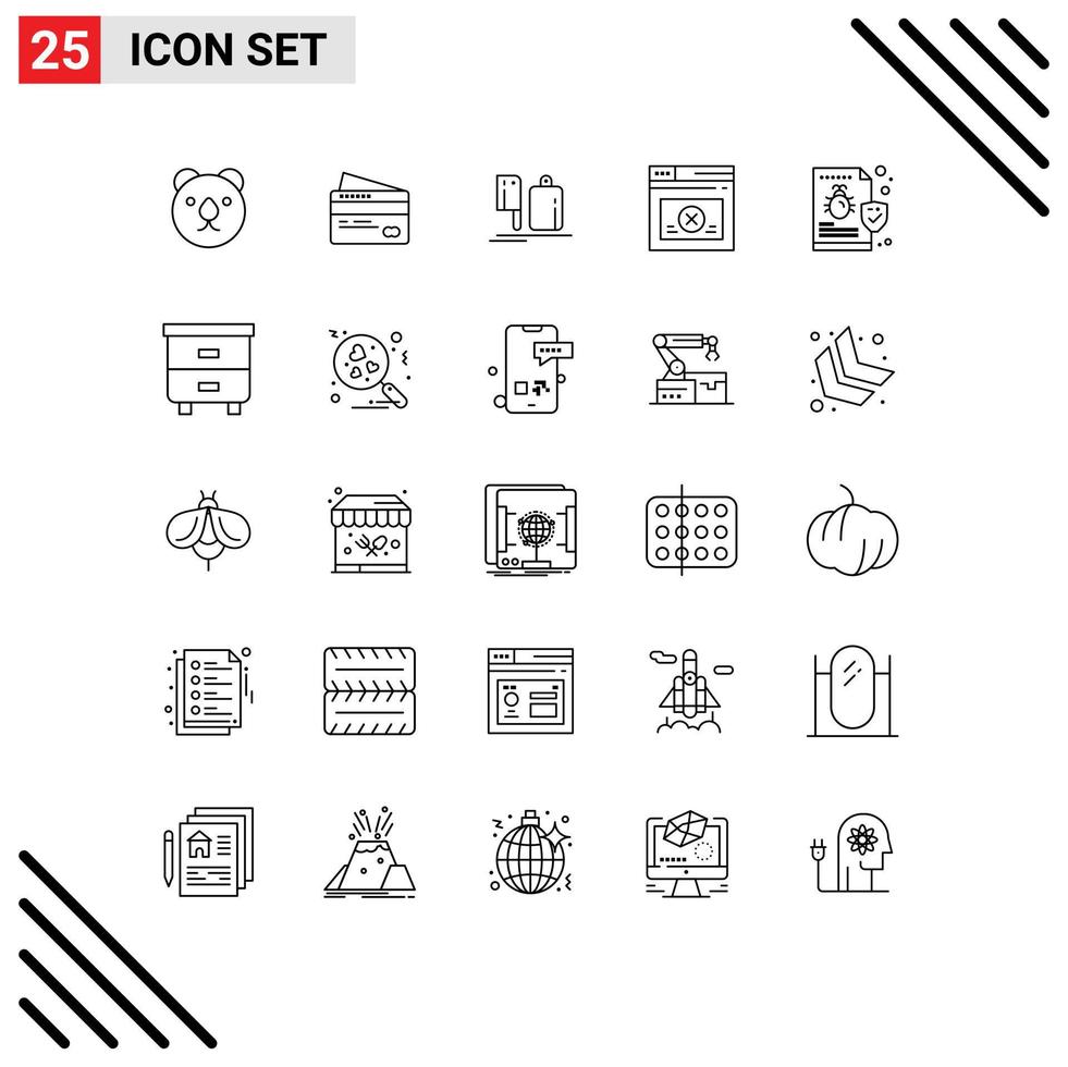 Pack of 25 creative Lines of file website kitchen web page Editable Vector Design Elements