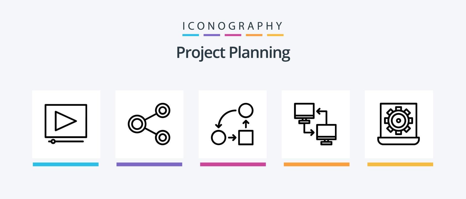 Project Planing Line 5 Icon Pack Including group. project. document. clip. tactic. Creative Icons Design vector