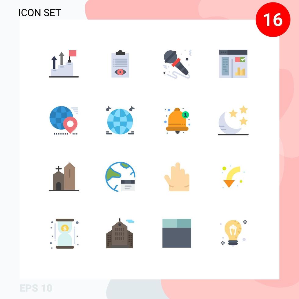 Universal Icon Symbols Group of 16 Modern Flat Colors of paint design line instrument sound Editable Pack of Creative Vector Design Elements