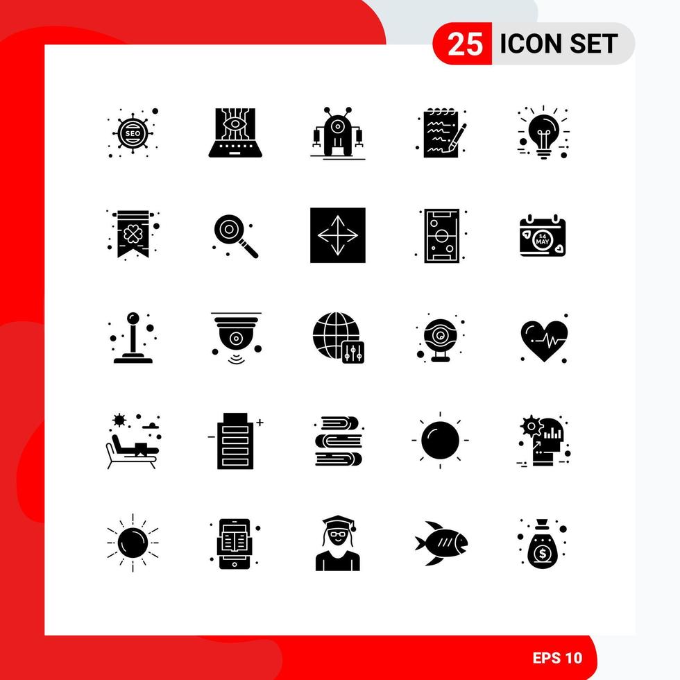 25 iconos creativos, signos y símbolos modernos de tecnología de bloc de notas de ideas, tecnología de notas, elementos de diseño vectorial editables vector