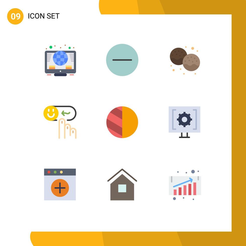 Set of 9 Modern UI Icons Symbols Signs for editing rating dessert help emotion Editable Vector Design Elements