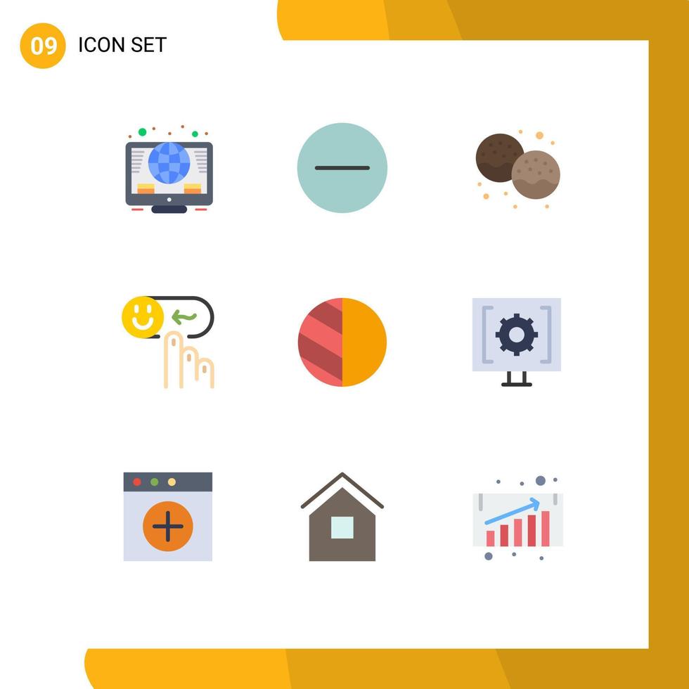 conjunto de 9 iconos de interfaz de usuario modernos símbolos signos para editar calificación postre ayuda emoción elementos de diseño vectorial editables vector
